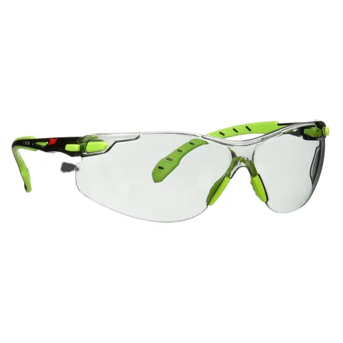 3M - Lentes de seguridad Solus 1000, S1207SGAF, ANSI Z87, lente antivaho Scotchgard, armazón verde/negro, lente gris para interior y exterior,