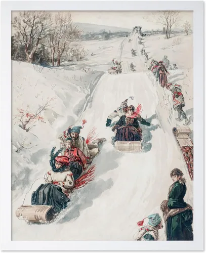Miniatura 7 de Poster Master Póster de Navidad vintage, impresión retro de carreras de trineo, arte de pared de invierno, regalo de vacaciones para hombres