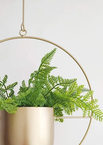 Miniatura 4 de RISEON - Colgador de plantas bohemio de oro metálico, maceta colgante de metal para pared y techo, moderna, soporte para plantas de mediados