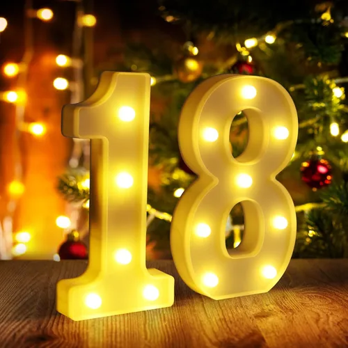 Miniatura 55 de Símbolo Ampersand LED Grande &, Letras de Marquesina Cartel 26 Letras del Alfabeto y 10 Números Luminosos para Decoración de Fiestas, Números