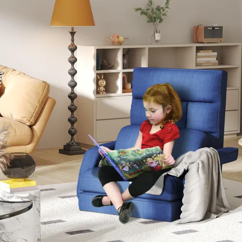 Miniatura 6 de Silla de juegos de suelo, 6 posiciones ajustables, tumbona, para adolescentes y adultos, silla plegable acolchada de meditación con reposabrazos