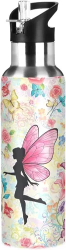 Butterfly Wings Stainless Steel Vacuum Insulated Water Bottle 20 Oz Leakproof Water Bottles, BPA-Free Sport Water Bottle Insulated