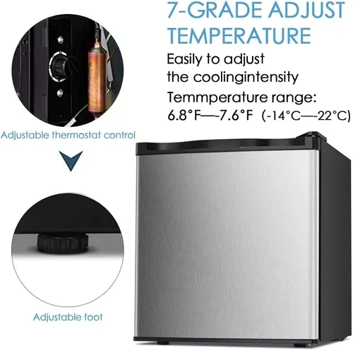 Miniatura 3 de Antarctic Star Congelador vertical de 1.1 pies cúbicos, mini congelador compacto con puerta individual reversible, control de temperatura, estantes