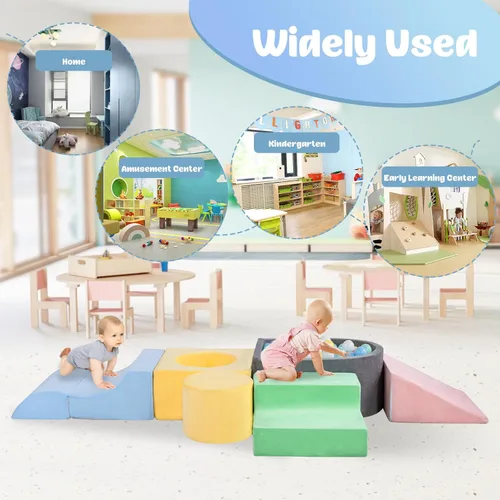 Miniatura 7 de CAMELUS Juguetes de escalada para niños de 1 año, bloques de espuma para bebés con piscina de pelotas para niños pequeños, juego de 6 piezas