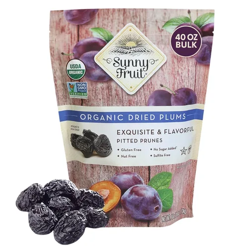 Sunny Fruit Ciruelas pasas orgánicas suaves sin hueso, bolsa a granel de 2.5 libras | Sin conservantes, sin azúcar añadido | Ciruelas secas