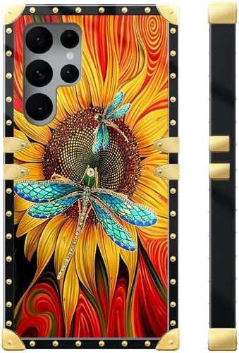 Miniatura 3 de Funda compatible con Samsung Galaxy S22 Ultra, funda protectora de TPU suave a prueba de golpes de 4 libélulas en la flor para Samsung Galaxy S22