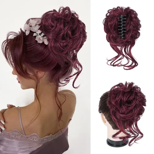 Miniatura 10 de Extensiones de moño grandes y desordenadas para mujer, onduladas, rizadas, extensiones de moño falso, extensiones de cola de caballo para recoger