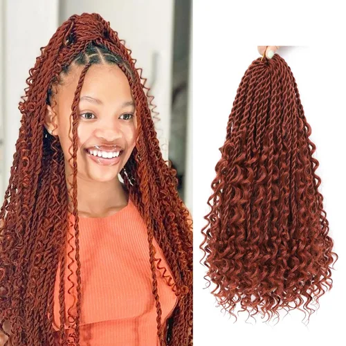 Miniatura 21 de Cabello senegalés de ganchillo con extremos rizados, 12 pulgadas, 8 paquetes de cabello bohemio de ganchillo con rizos de diosa, rizos de ganchillo