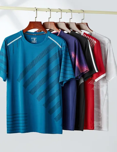 Miniatura 5 de Paquete de 5 camisetas de manga corta, con cuello redondo y de secado rápido para hombre, camisetas deportivas para correr, entrenar o ir al gimnasio