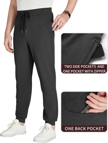 Miniatura 42 de Idtswch 30/32/34/36/38/40. Pantalones deportivos altos para hombre, extra largos, con bolsillos con cremallera