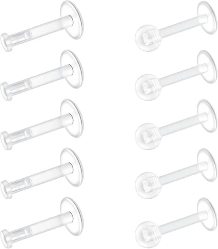 Miniatura 4 de Mayhoop Aretes transparentes para el trabajo, deportes, cirugía, bioflex, labio, hélice, cartílago, tragus, labio, piercing transparente, joyería