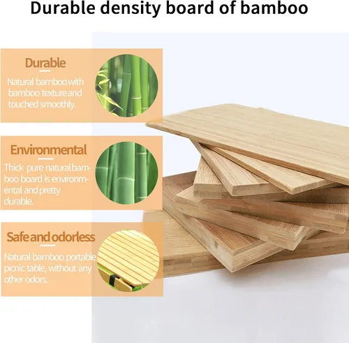 Miniatura 3 de Mesa plegable portátil, mesa de bambú de 4 pies para acampar al aire libre, mesa de picnic baja para sentarse en el suelo, mesa plegable de playa