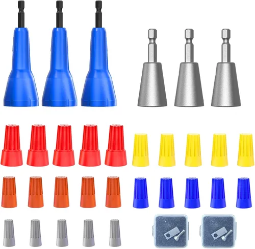 Miniatura 9 de BURMONG Paquete de 25 tuercas de alambre, conectores de cable eléctrico para 10-22 AWG, tapas de alambre giratorias con resorte, kit surtido