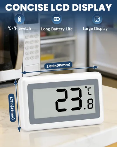 Miniatura 4 de Termómetro digital para refrigerador, termómetro para nevera y congelador con pantalla LCD grande, medidor de temperatura magnético del congelador