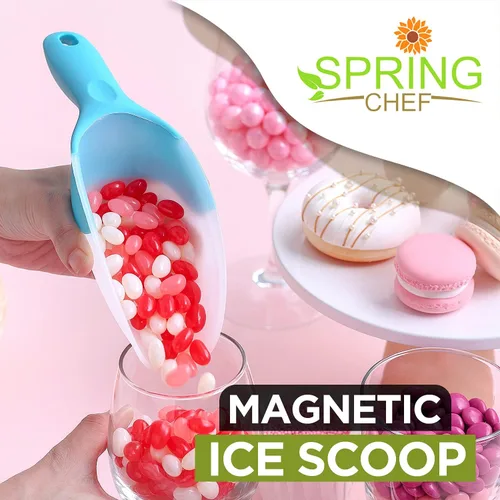 Miniatura 2 de Spring Chef Pala magnética para hielo para congelador, pala de hielo translúcida de plástico flexible sin BPA con mango de agarre suave, pala