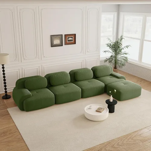 Miniatura 14 de Sofás modulares sin hueso de 152.8 pulgadas para sala de estar, sofá modular con diván en forma de L, cómodo asiento profundo tapizado de tela