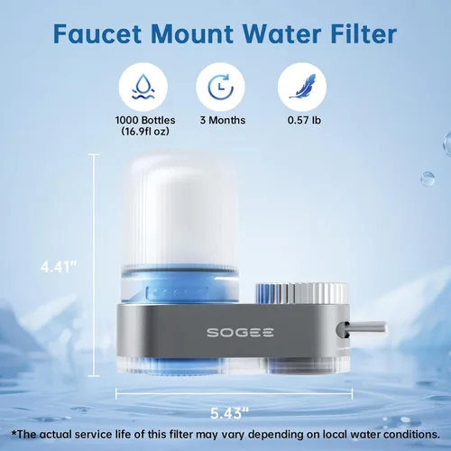 Miniatura 4 de Filtro de agua, filtro de agua para fregadero con filtros de cerámica y carbono, más de 200 galones, elimina cloro, olores, metales pesados, se