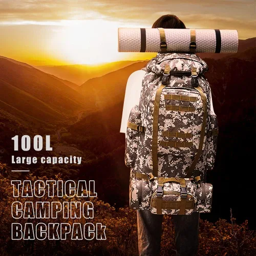 Miniatura 9 de Mochila de senderismo para acampar de 100L, mochila táctica militar Molle, mochila de senderismo ligera impermeable, Grande Citycamo
