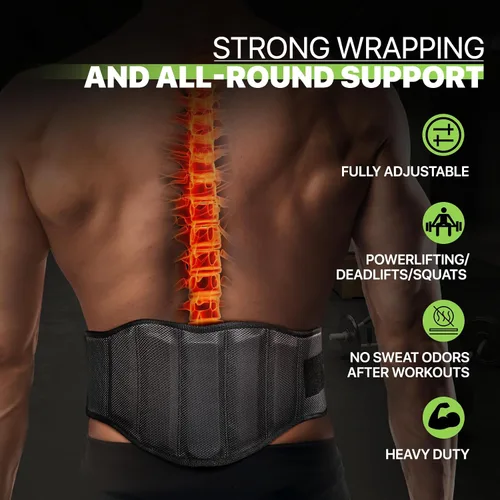Miniatura 4 de Cinturón de levantamiento de pesas para hombres y mujeres, cinturón de gimnasio de apoyo lumbar y espalda de 8 pulgadas para culturismo, fitness