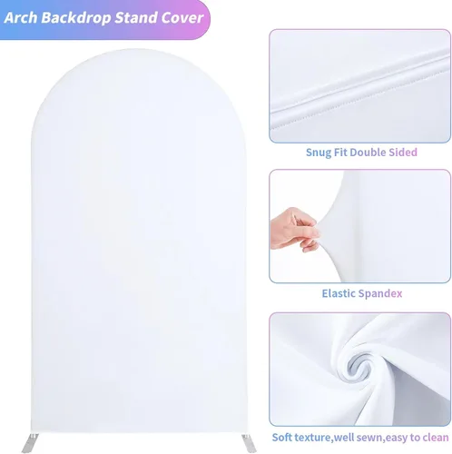 Miniatura 3 de Funda para soporte de arco de boda de 6 pies, de elastano, parte superior redonda, telón de fondo de arco Chiara para fiesta de cumpleaños