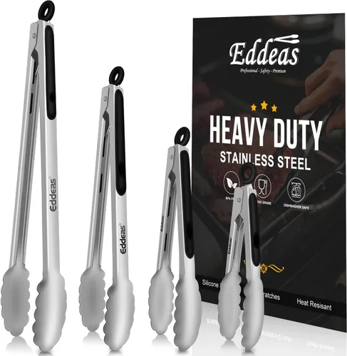 Miniatura 40 de Pinzas para cocinar – Pinzas de cocina de acero inoxidable de 600 grados resistentes al calor, pinzas de bloqueo de metal resistente, perfectas
