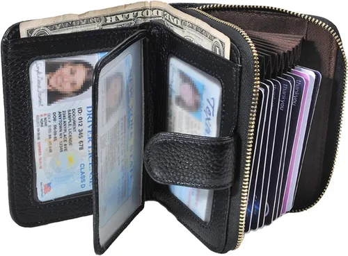 Miniatura 8 de Beurlike billetera de cuero, con tarjetero con bloqueo RFID, organizador, billetera segura para mujer