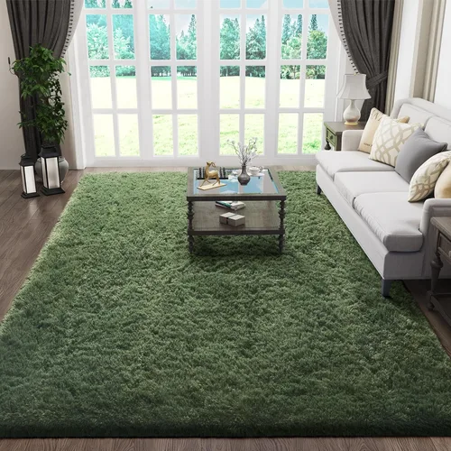 Miniatura 13 de Ophanie Alfombra Verde de Césped, Alfombras de Área para Dormitorio, Alfombra Shag Esponjosa de 4x6 pies, Suave Peluda Afelpada Linda para Niños 7