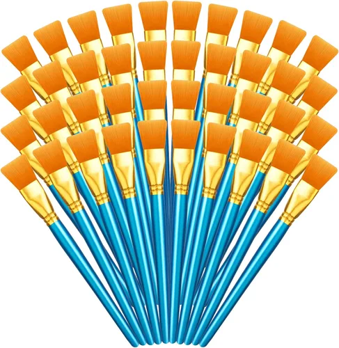 Thenshop 40 pinceles de pintura plana de 1 pulgada para acuarela, pincel de pintura acrílica grande, de nailon sintético, pinceles de pintura al