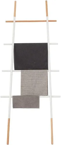 Miniatura 5 de Toallero independiente para escaleras, ahorro de espacio, madera antiarañazos, para uso doméstico, color blanco