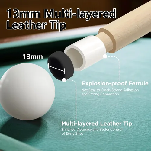 Miniatura 4 de Pool Cue, 58" Billiard Cue Stick 2-Piece Maple Wood Pool Cue Stick 18 19 20 21oz for Bar House Pool Table Sports