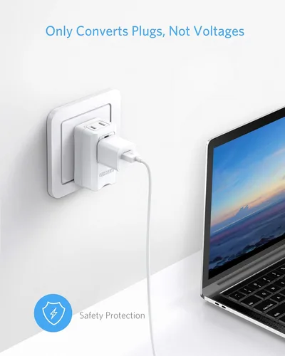 Miniatura 4 de BESTEK Adaptador de enchufe de viaje en todo el mundo, adaptador de enchufe de entrada dual de 100-250 V, adaptador universal de viaje todo en uno