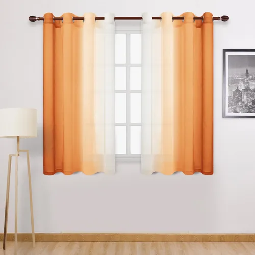 Miniatura 115 de DWCN Cortinas Transparentes de Lino Sintético Negro Degradado Ombré - Cortinas Semi Transparentes de Gasa con Ojales en la Parte Superior