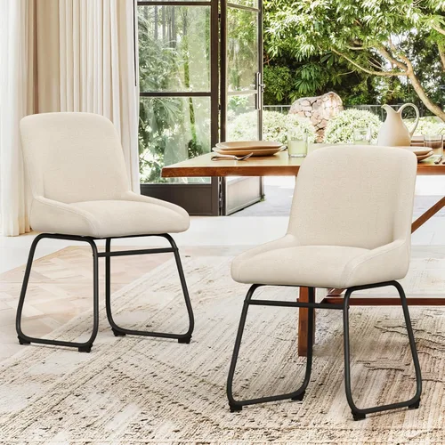 Miniatura 9 de LUE BONA Juego de 4 cómodas sillas de comedor, modernas sillas de cocina tapizadas con respaldo acolchado y patas de metal gruesas para comedor
