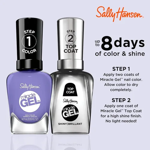 Miniatura 5 de Sally Hansen Miracle Gel Esmalte de uñas de calidad de salón Fórmula tipo gel, sistema de dos pasos, no necesita luz UV, larga duración Opaco