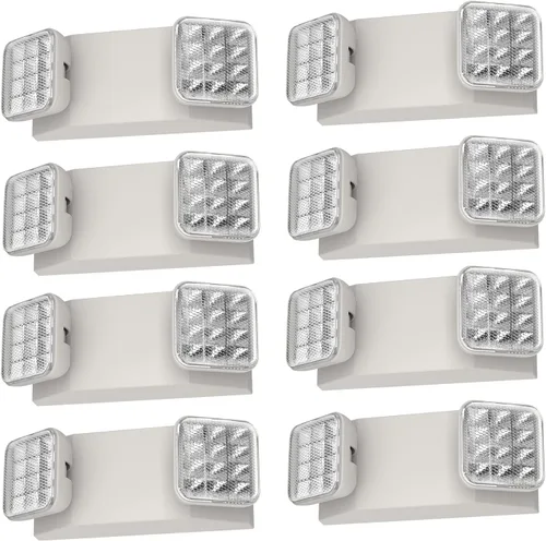 Miniatura 13 de Paquete de 2 luces de emergencia para negocios, con batería de respaldo, cable duro, certificado UL 924, CA 120/277V, luz de emergencia LED