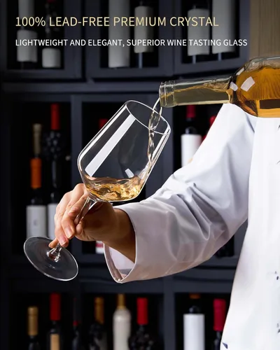 Miniatura 3 de JBHO Juego de 4 copas de vino sin plomo de 17 onzas, sopladas a mano, duraderas copas de vino de cristal para uso diario y alojamiento de invitados