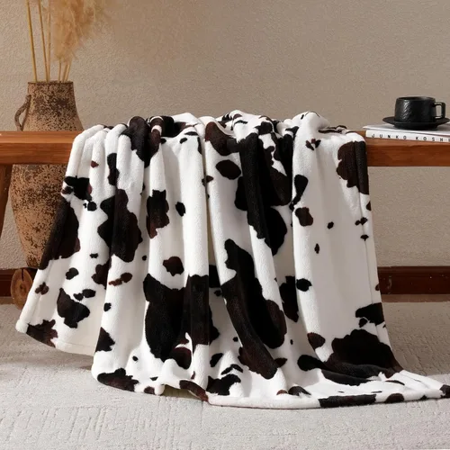 Miniatura 8 de Cozy Bliss Manta mullida con estampado de vaca para sofá, manta gruesa, suave y cálida de forro polar que no desprende para decoración occidental