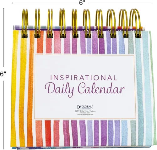 Miniatura 4 de Global Printed Products Calendario Diario Perpetuo de Hojas Motivacional e Inspiracional con Caballete Autoportante (Rayas Arcoíris)