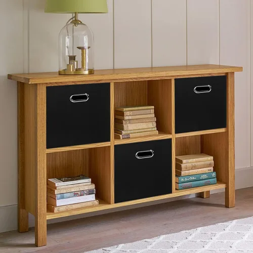 Miniatura 5 de Cubos de almacenamiento plegables negros, caja de almacenamiento de tela, cestas organizadoras con asas dobles para organizador del hogar (negro)