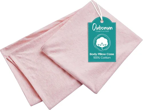 Oubonun Funda de almohada corporal 100% algodón jersey con cremallera, funda de almohada extraíble suave de lujo, larga y esponjosa, de punto (rosa