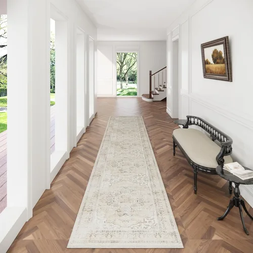 Miniatura 129 de Alfombra de pasillo lavable antideslizante: alfombra de cocina de 2 x 6 pies, resistente a las manchas, con parte trasera de goma, alfombra suave