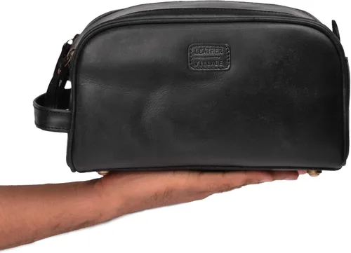 Miniatura 6 de LEATHER VILLAGE - Bolsa de viaje para artículos de tocador de cuero premium con forro impermeable Kit de neceser vintage hecho a mano