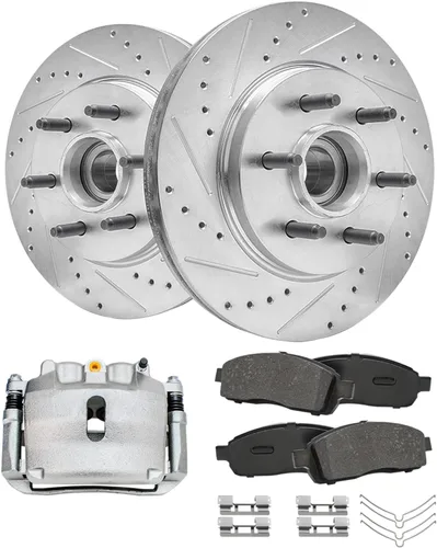 Miniatura 17 de Detroit Axle - Rotores de freno para Ford 2013-2019 Explorer Taurus Flex Lincoln MKT MKS, rotores de freno de disco ranurados perforados de repuesto