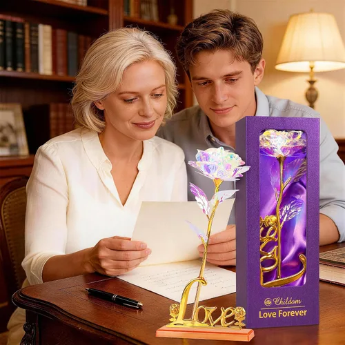 Miniatura 3 de Esta rosa con los colores del arcoíris y una base con la palabra Love es un regalo único para cumpleaños o Día de la Madre para madres, futuras