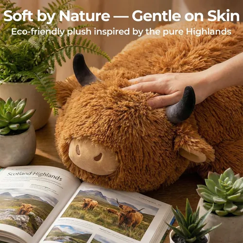 Miniatura 4 de Mewaii Mom's Choice Award Animales de peluche con peso de 4 libras de vaca de las tierras altas, felpa pesada de 23 pulgadas y congestionada