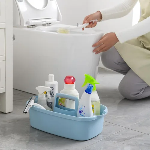 Miniatura 5 de Carrito de almacenamiento de limpieza de plástico ALINK con asa, gran organizador de cesta de ducha para dormitorio, baño, herramienta, jardín