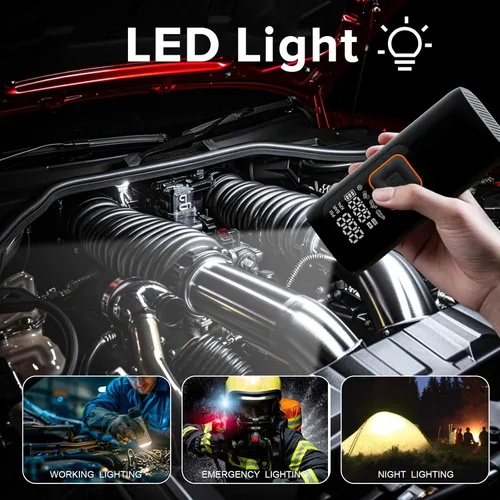 Miniatura 4 de Inflador de neumáticos de 200 PSI, compresor de aire portátil, bomba de neumáticos digital, bomba de aire inalámbrica para neumáticos de automóvil