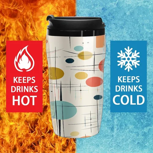 Miniatura 5 de Taza de café moderna de mediados de siglo, taza de viaje para café caliente, reutilizable, tazas de café helado, taza de café con doble aislamiento