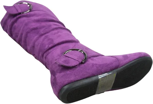 Miniatura 4 de FZ-Fits Botas de media pantorrilla con hebilla de punta redonda cerrada y hebilla lateral con cremallera lateral para mujer