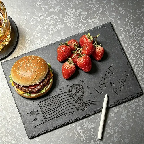 Miniatura 4 de MONKEY SUN Paquete de 6 tablas de queso de pizarra negra de 10 x 6 con borde natural para cocina, comedor, fiesta, platos de piedra de charcutería